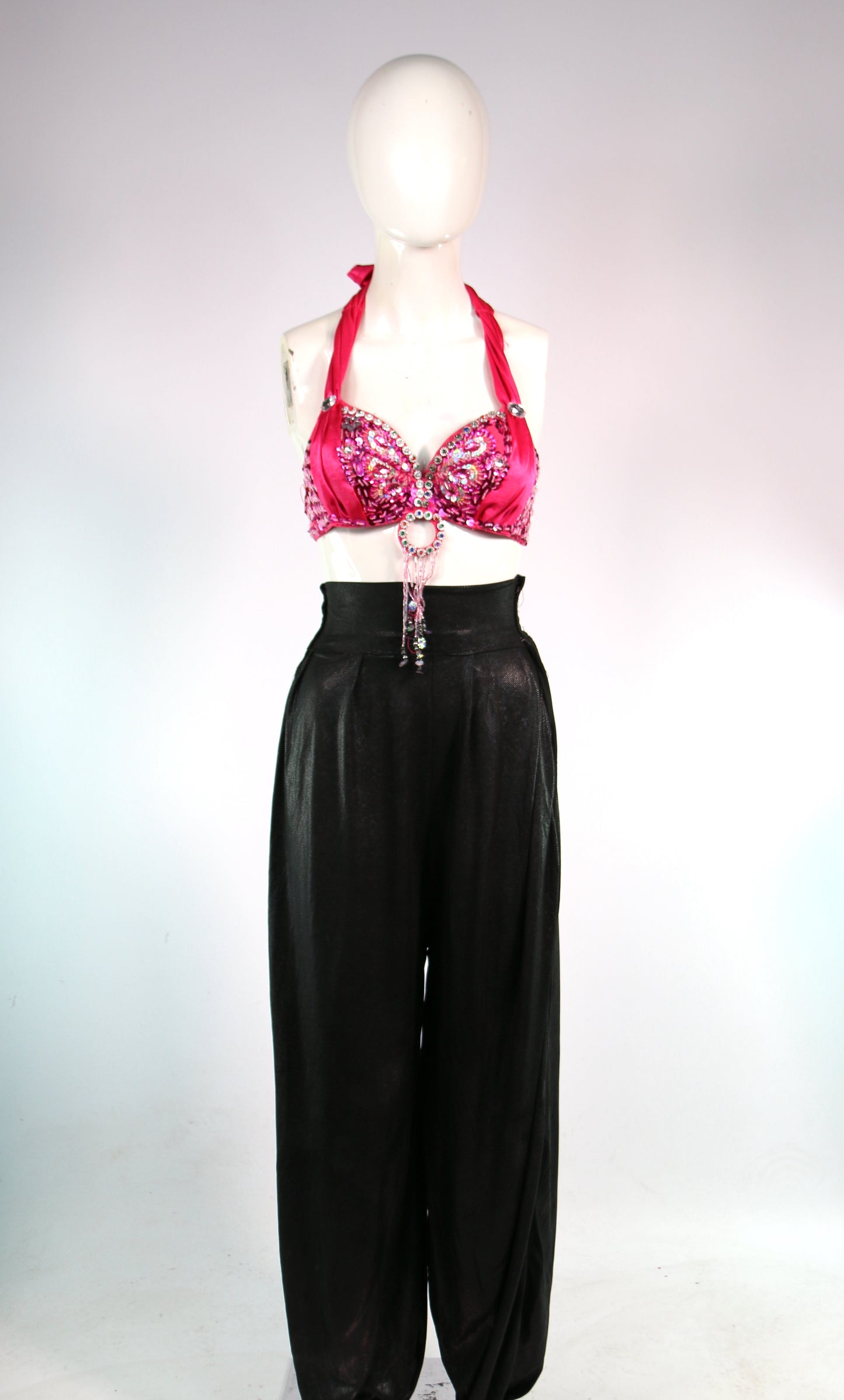 Black Wet Look Hareem Pants