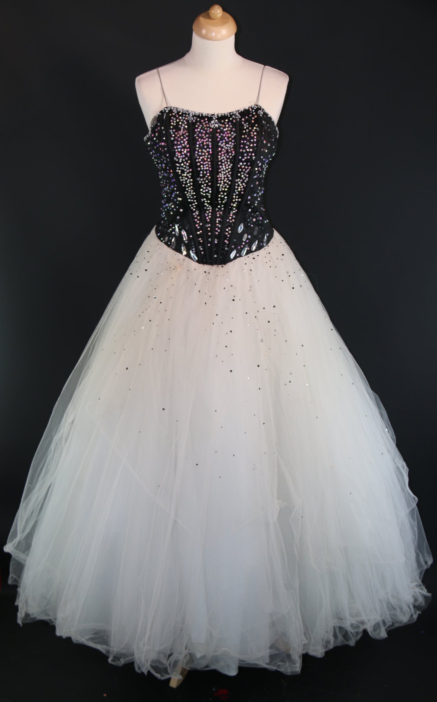 Evita White Black Ballgown
