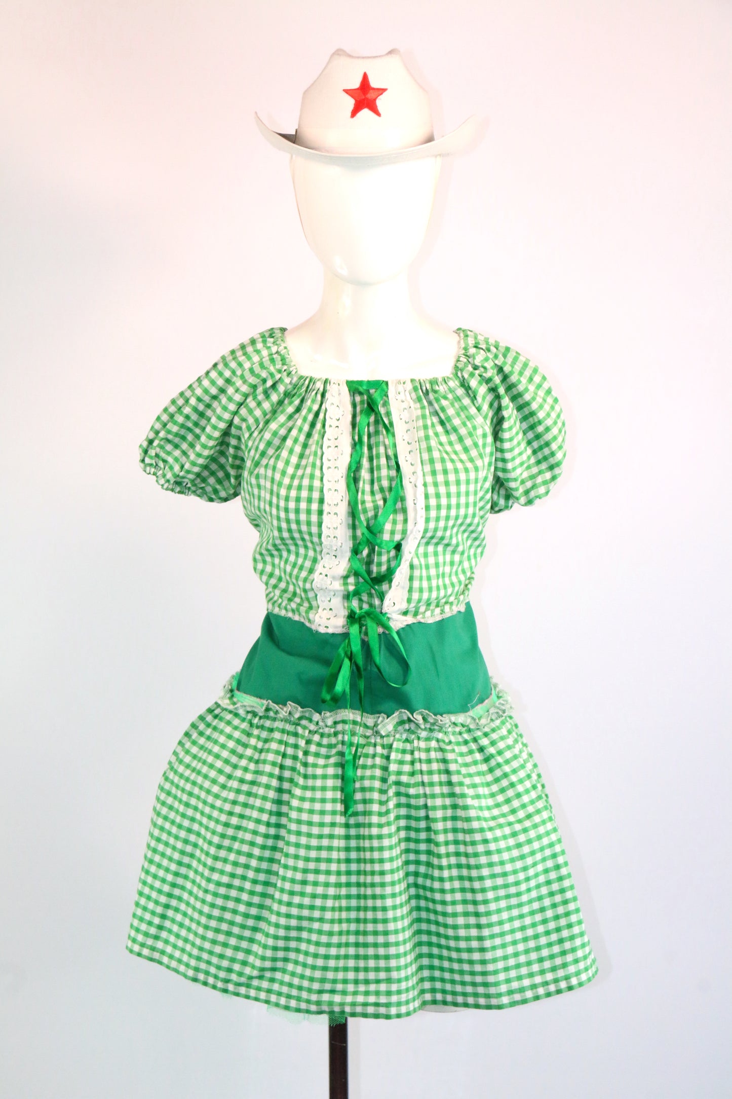 Gingham Western Short Cowgirl Dresses