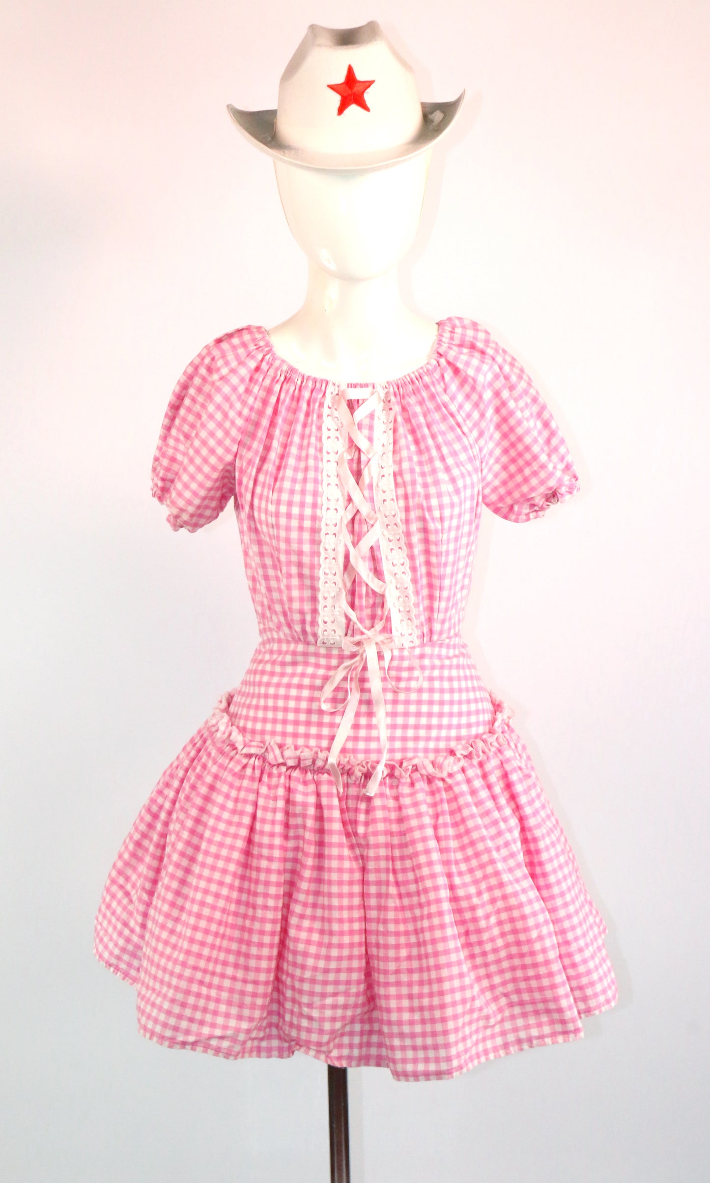 Gingham Western Short Cowgirl Dresses