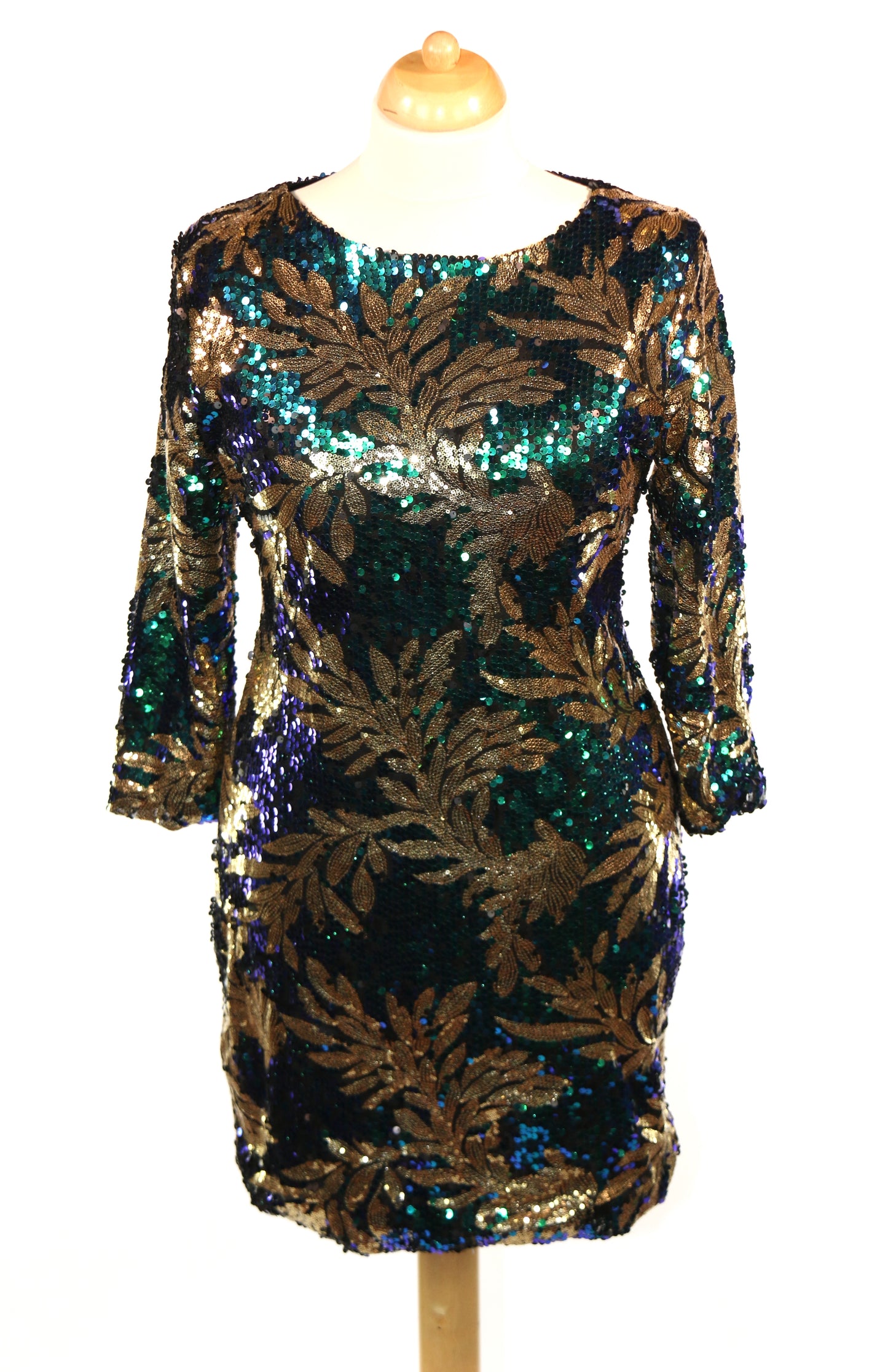 Gold Green Sequin Disco Dress