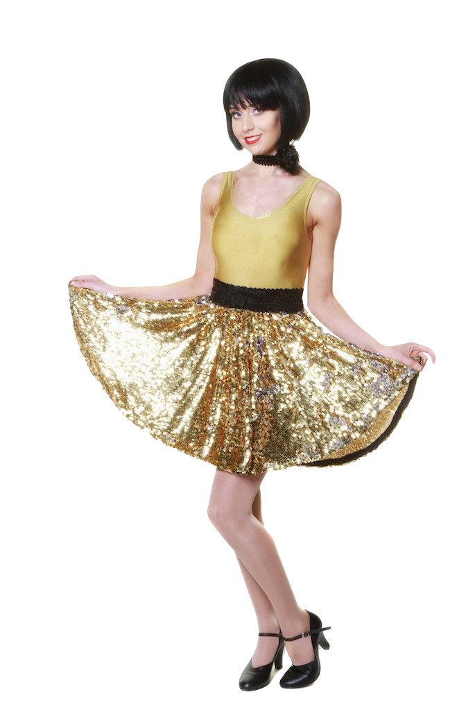 Gold Silver Reversible Fishscale Circle Skirts