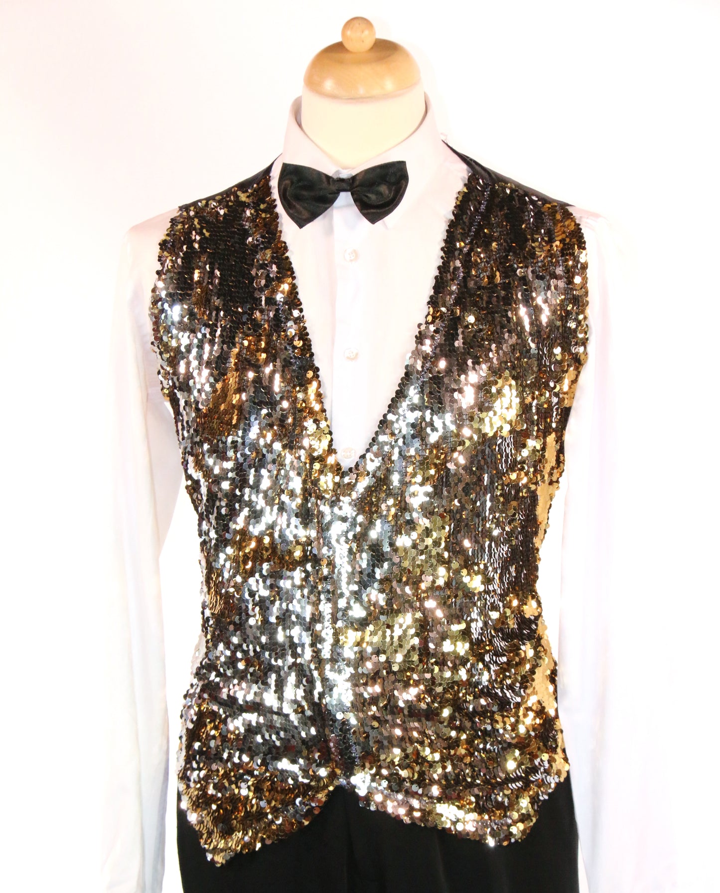 Gold Silver Reversible Fishscale Waistcoat