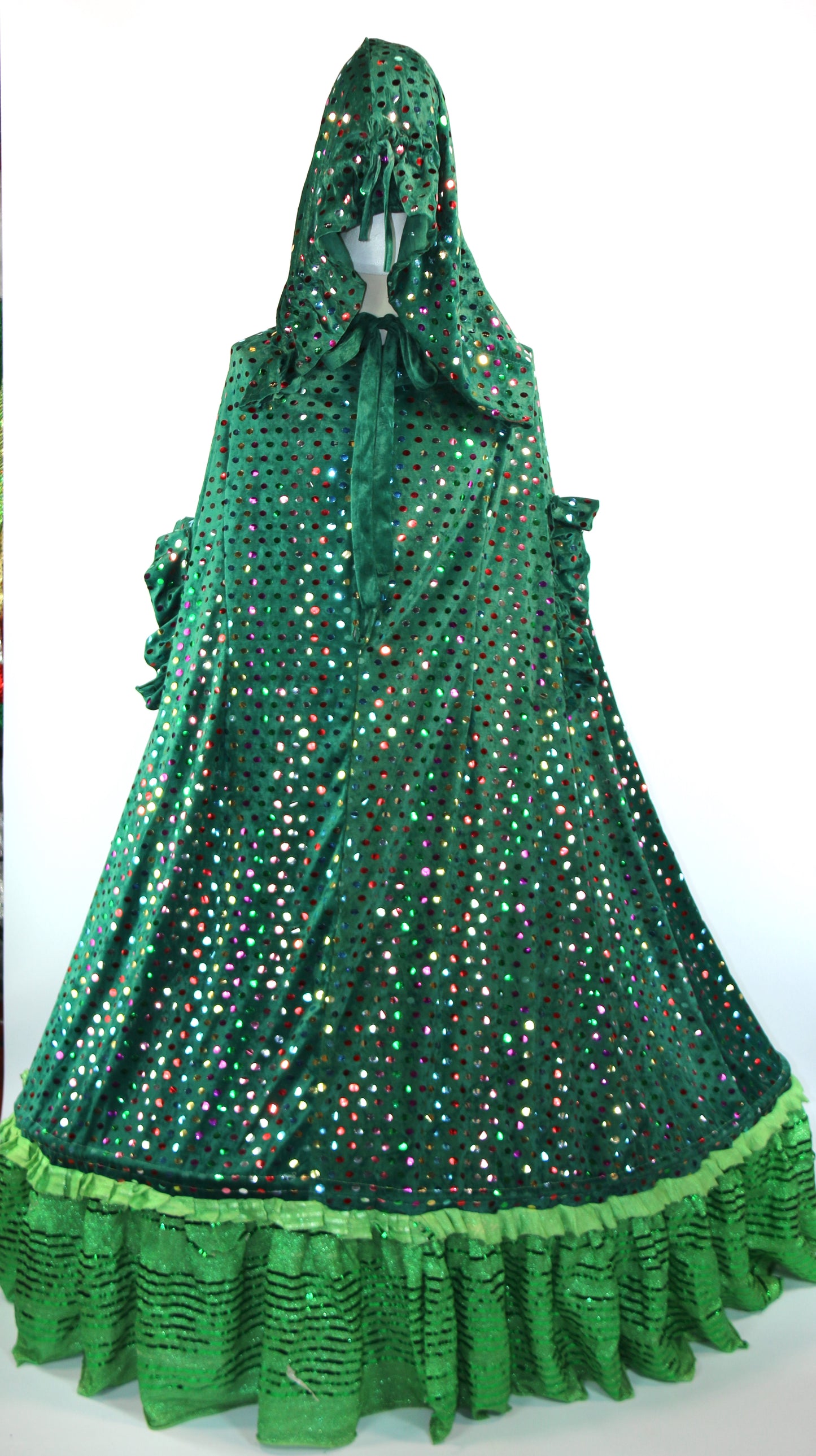 Green Multi Sequin Cape Dress