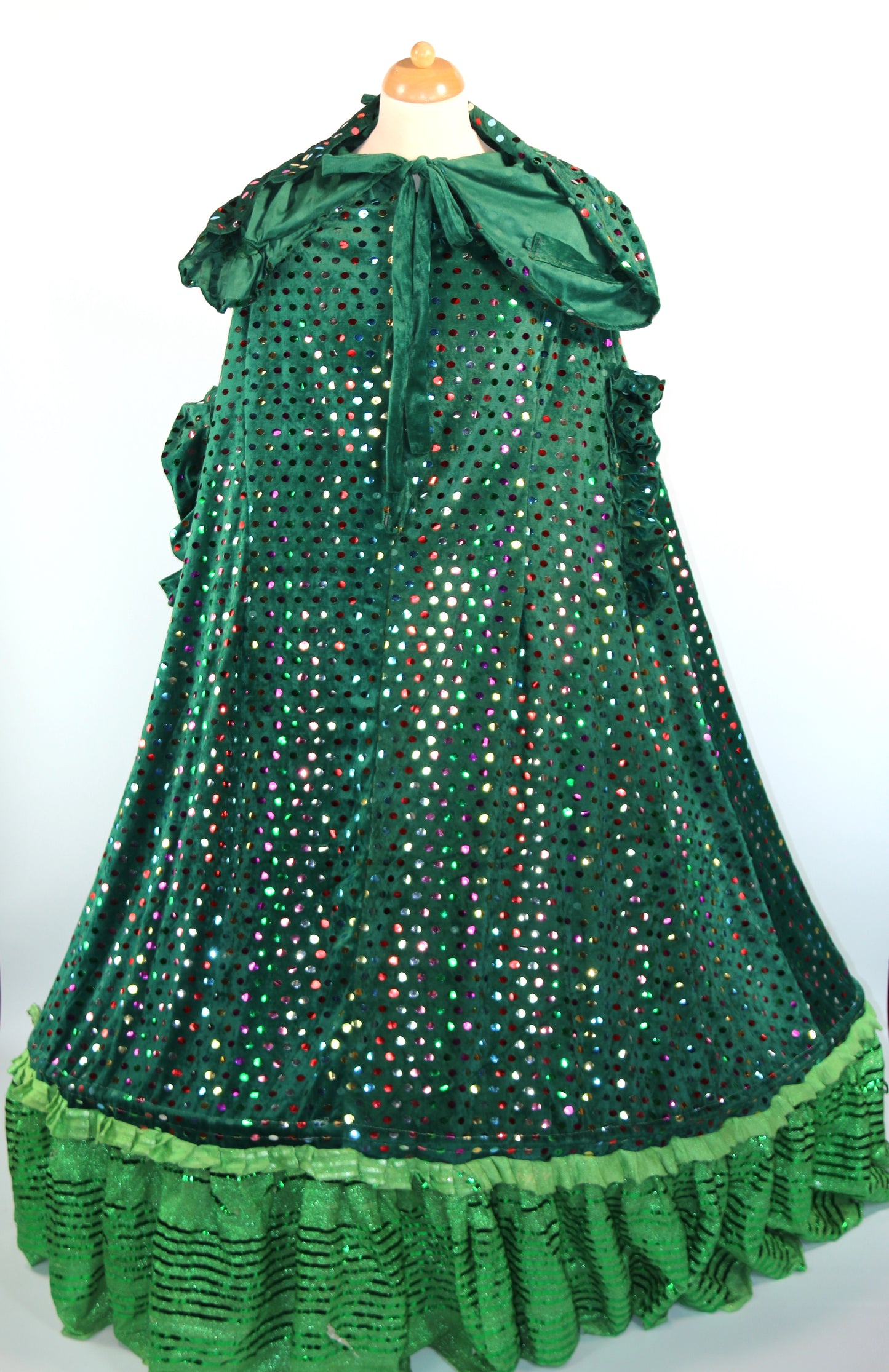 Green Multi Sequin Cape Dress