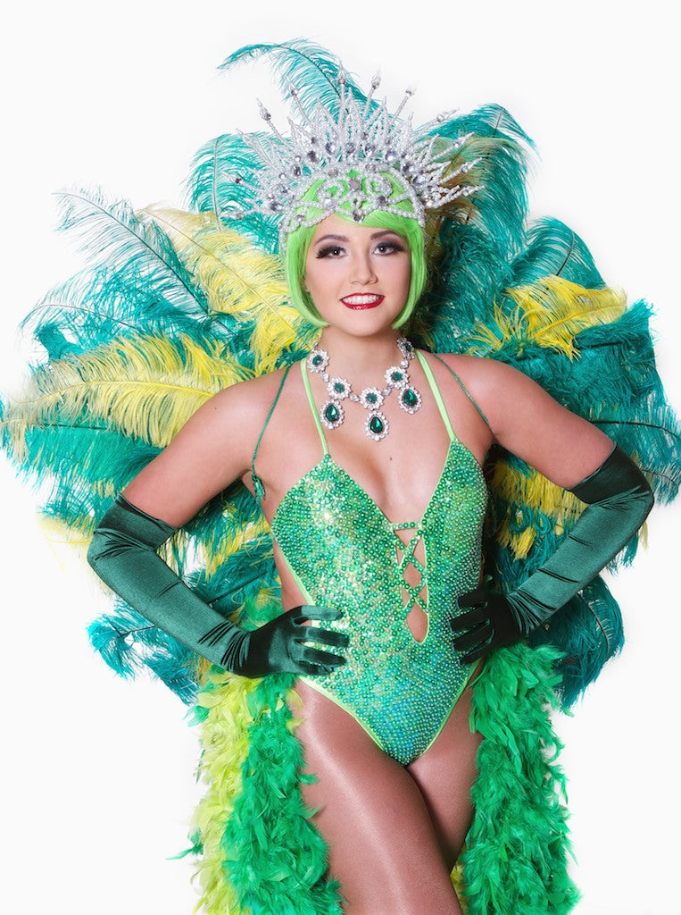 Green Sequin Strap Showgirl Leotard