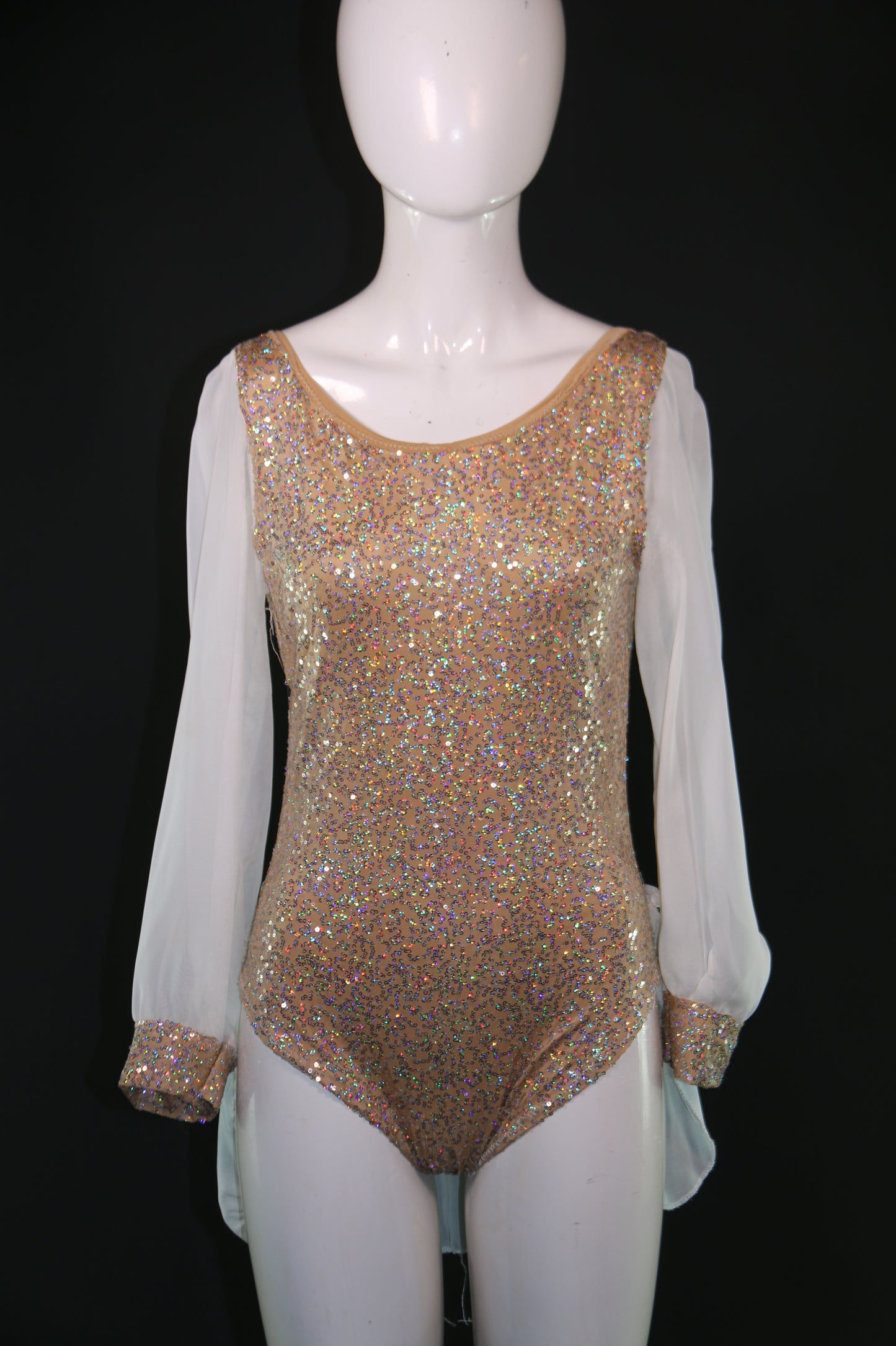 Nude Sequin Chiffon Leotard