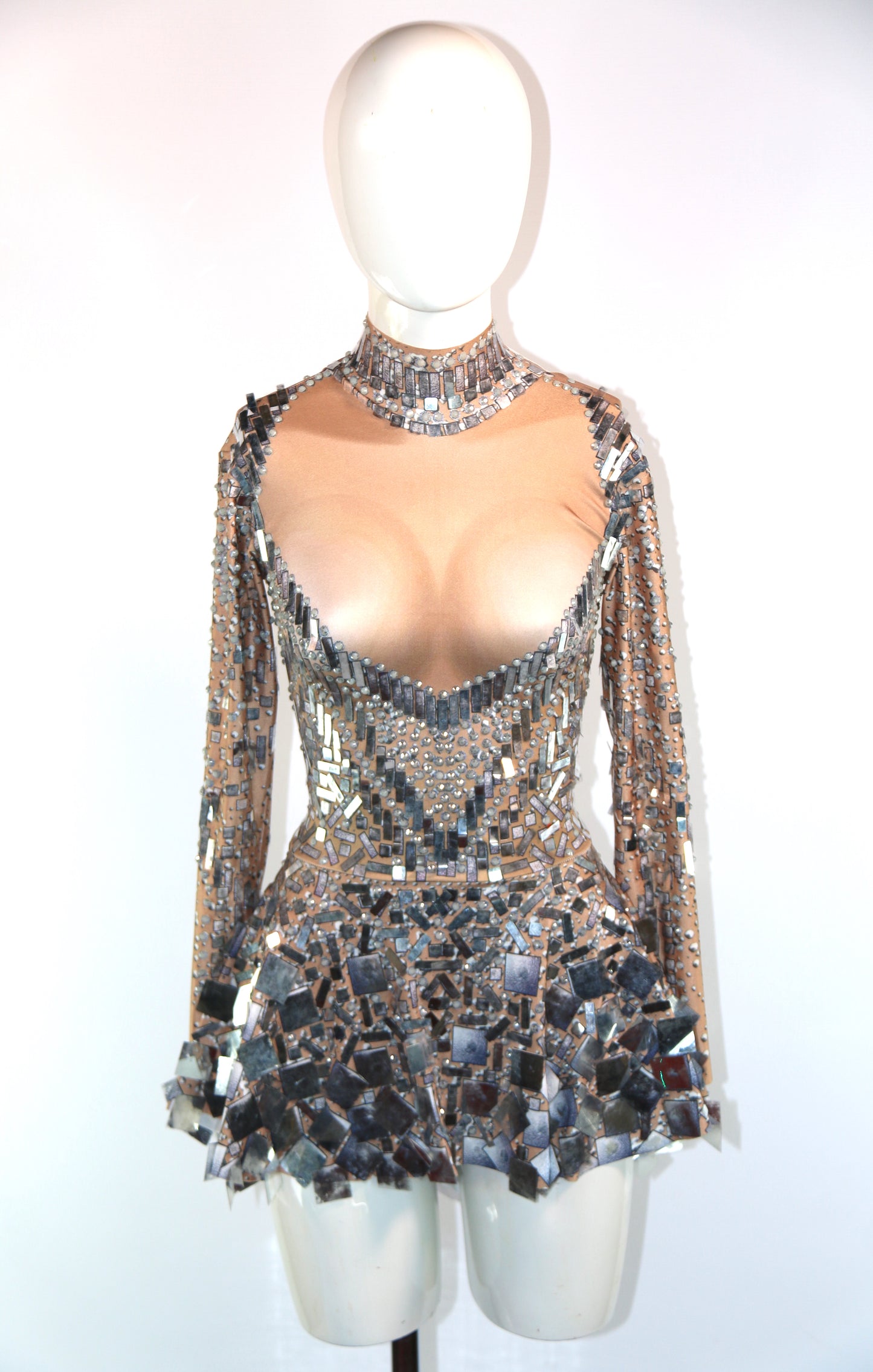 Nude Silver Mirror Show Deluxe Dress