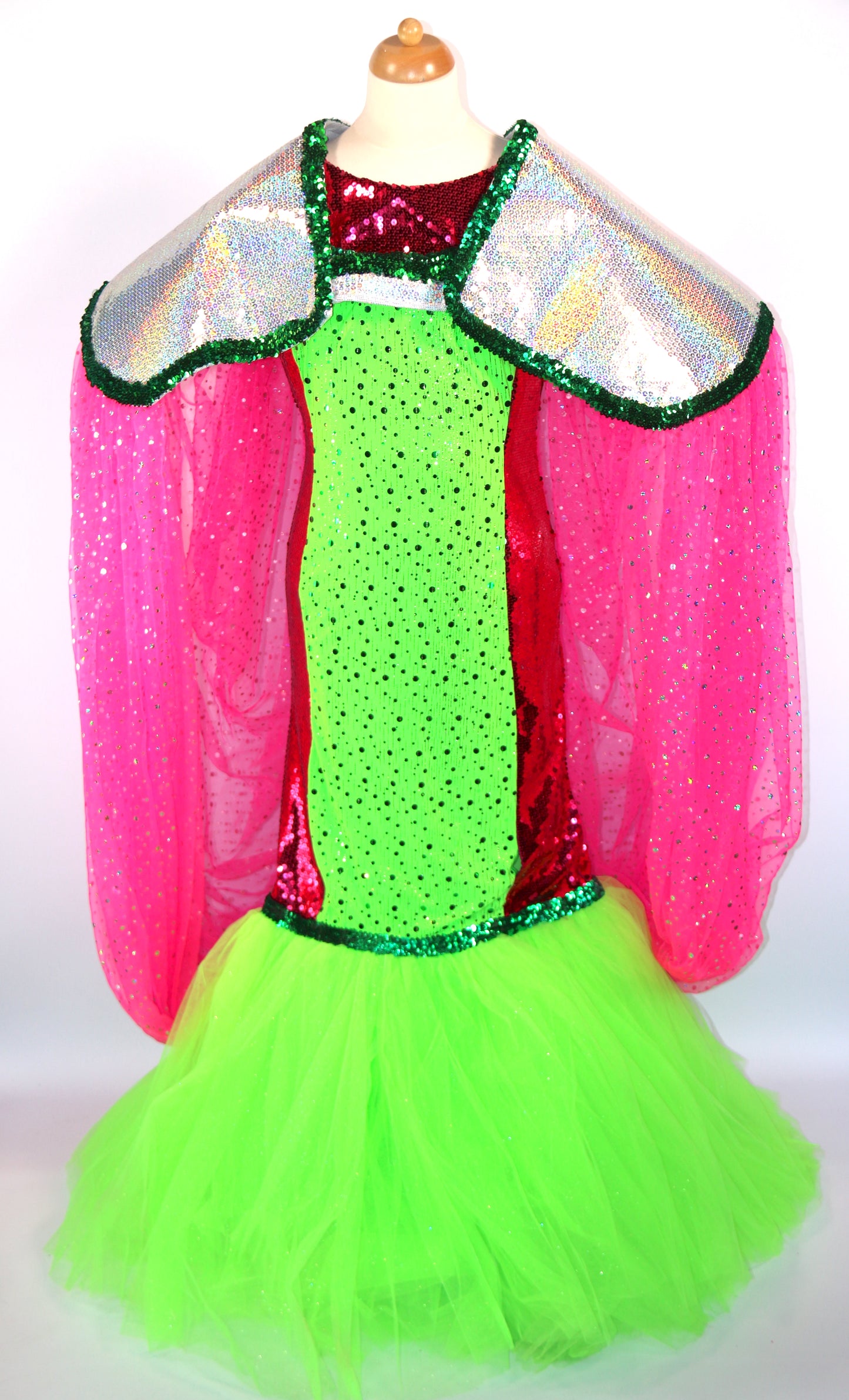 Pink Green Fishtale Bridie Space Dame Dress And Cape