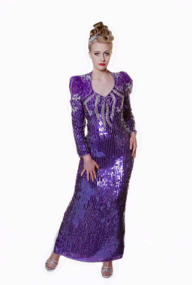 Purple Sequin Vintage Gown