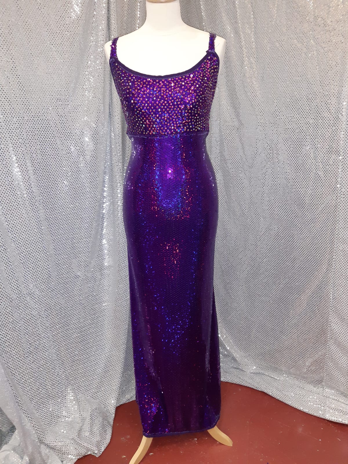 Gold Green Purple Blue Iridecent Dress Diamonte Top