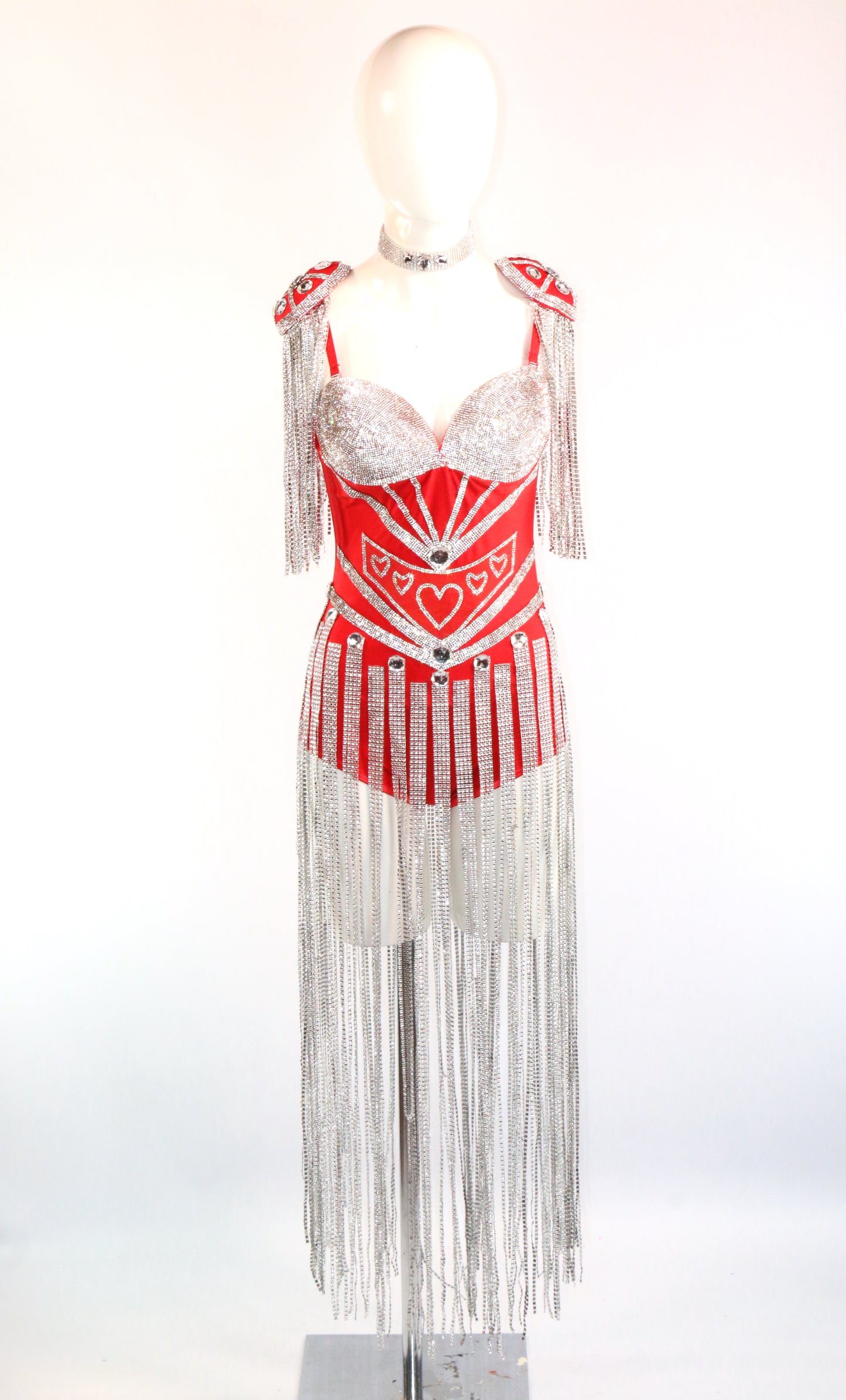 Red Silver Diamonte Showman Marmalade Suit