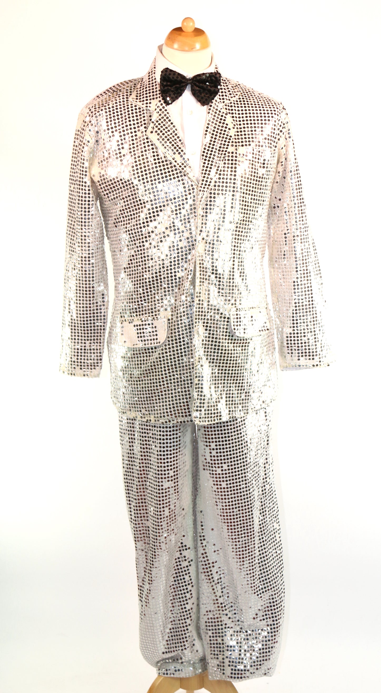 Silver Sequin Suit Jackets And Trousers