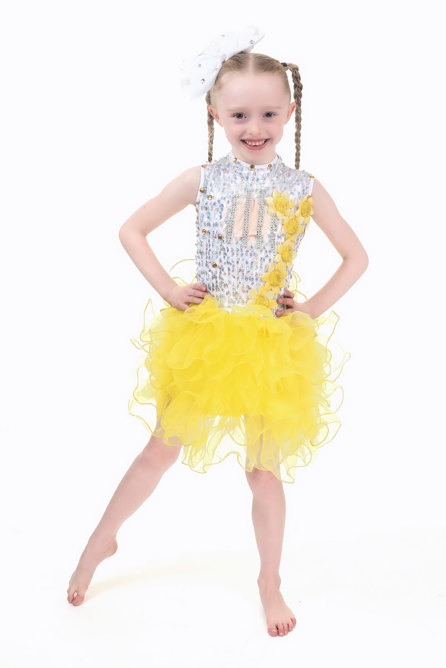 Multi Silver Puff Ball Flower Dress