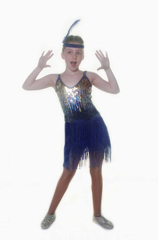 Blue Fringe Flapper Dress