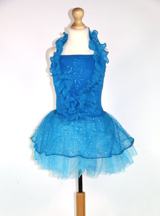 Blue Sequin Ruffle Dresses