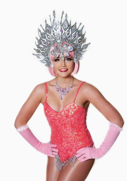 Coral Full Torso Showgirl Sequin Leotard