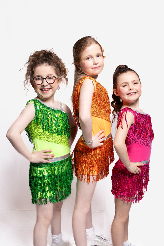 Sequin Rock Jumpsuit - 20 Green, 20 Orange, 30 Pink