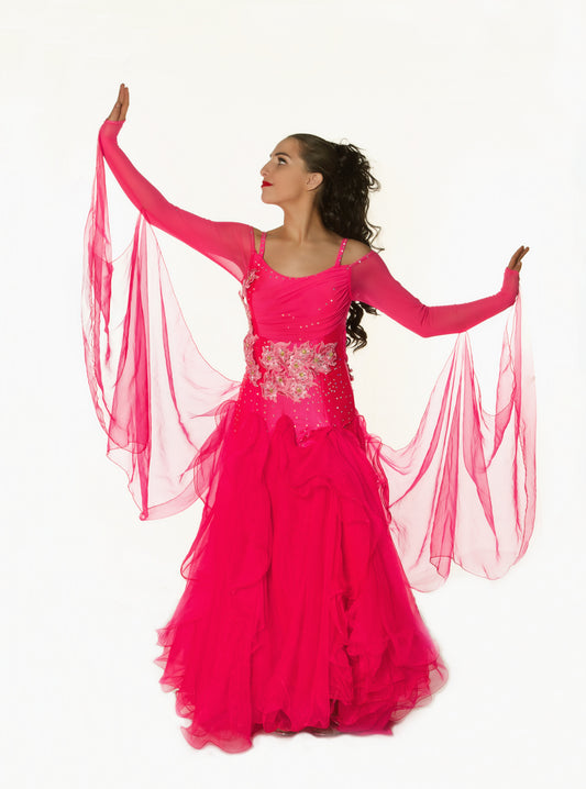 Pink Foxtrot Long Ballroom Gown