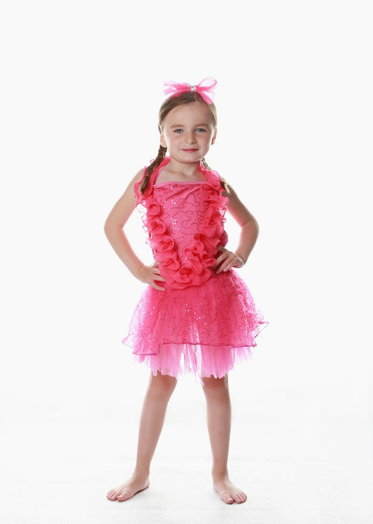 Pink Ruffle Sequin Frill Dress