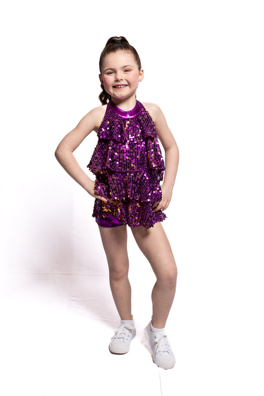 Purple Gold Ruffle Junior Boxsuit