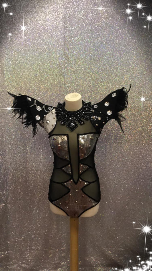 Black Silver Queen Of The Night Leotard Deluxe