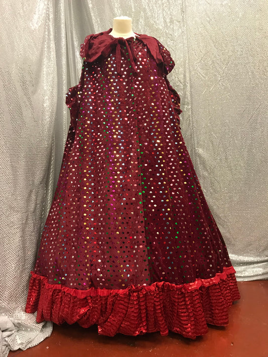 Red Multi Sequin Cape Dress