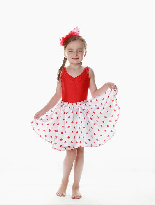 White With Red Satin Star Skirts