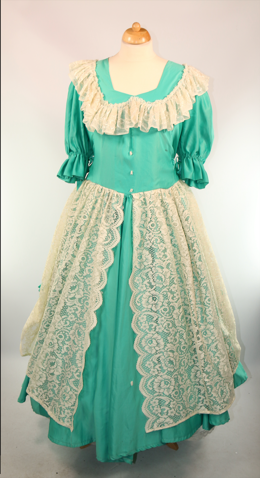 Green Cream Victorian Day Dress