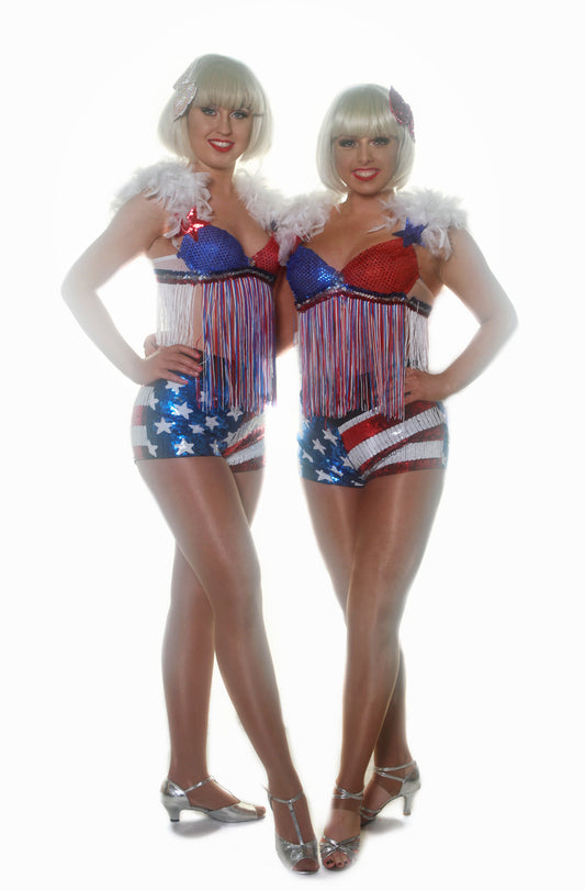 Usa Sequin Shorts Bikini Showgirl Suit