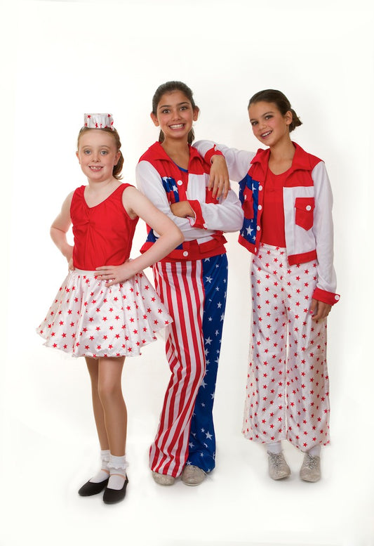 White With Red Satin Star Trousers