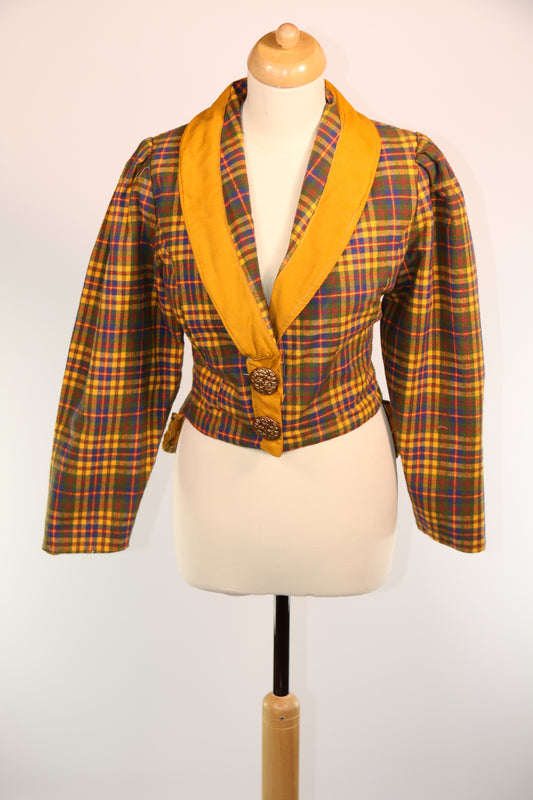 Yellow Blue  Check Jacket Women Box Prairie Jacket