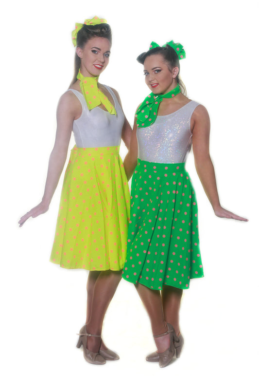 Green Pink Polka Dot Skirts