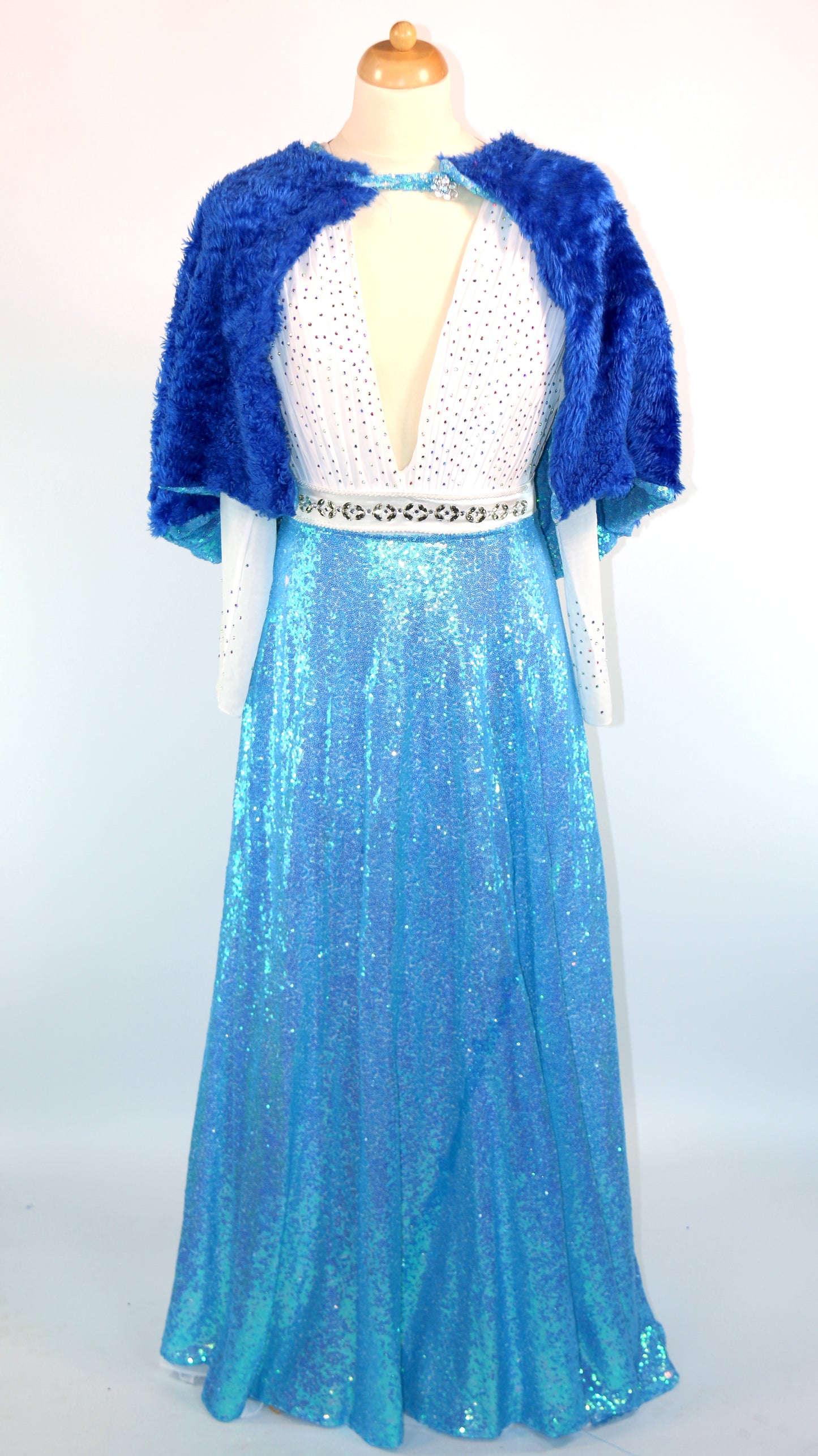 Aqua Blue Sequin Dame Skirt & Cape