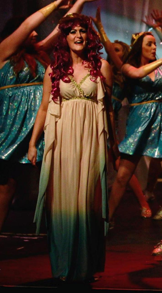 Cream Aqua Gradient Greek Muses Dresses