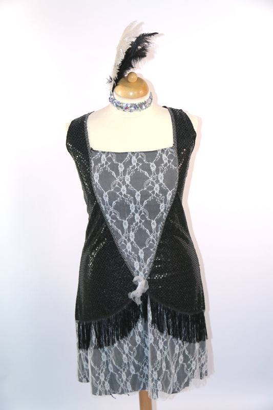 Black Dropped Waist 20S Dress
