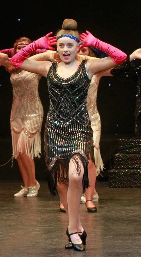 Black  Gold Beaded Gatsby Dress