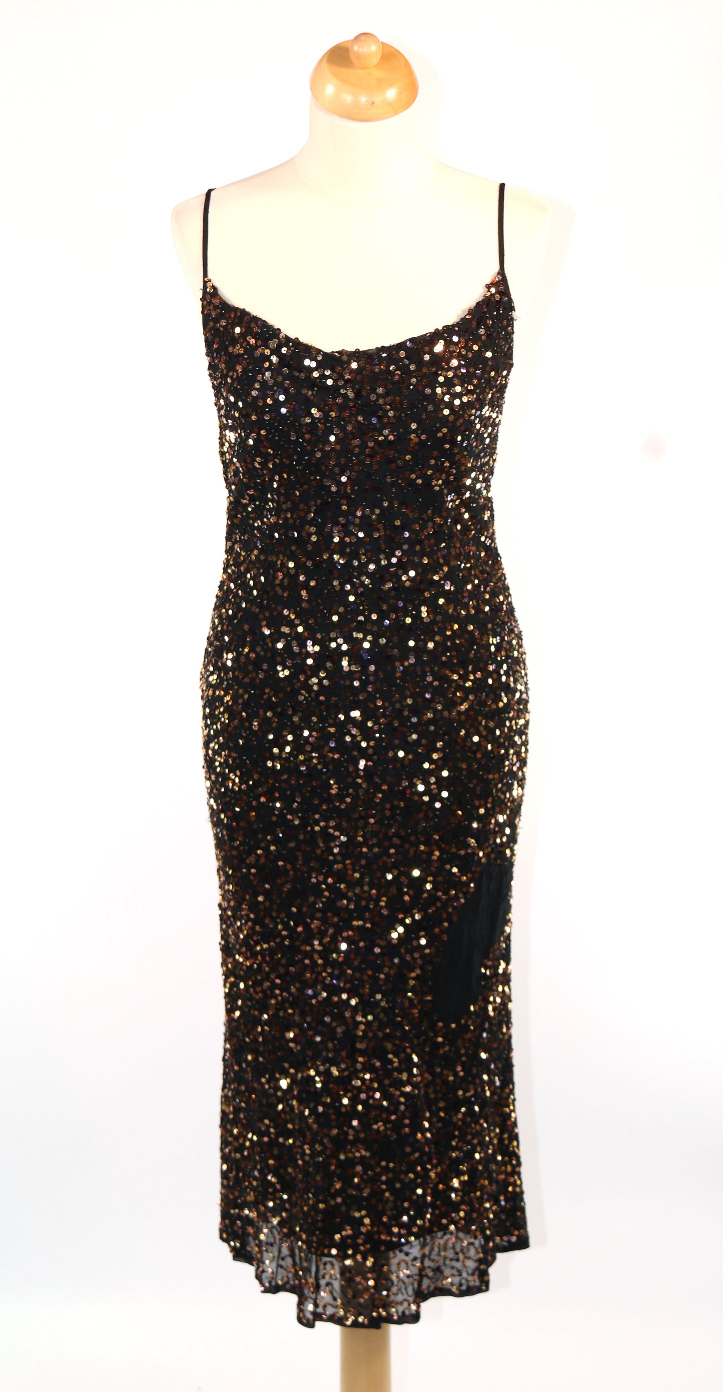 Black Gold Sequin Gown