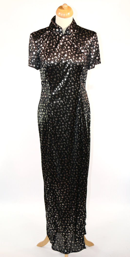 Black Moon And Stars Mandarin Dress