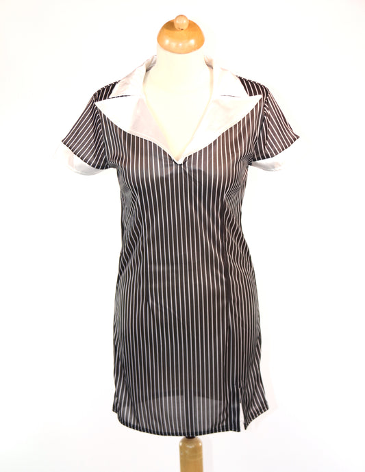 Black Pinstripe Addams Dress