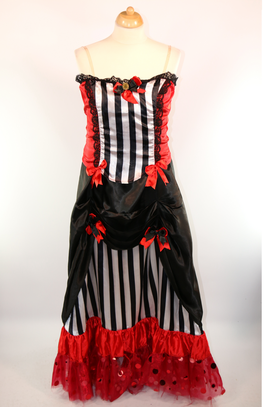 Black Red Satin Gothic Madame Skirt Top