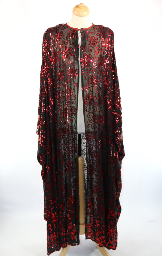 Black Red Sequin Cape Panto Deluxe