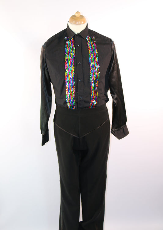 Black Show Shirt Multi  Sequin Panel