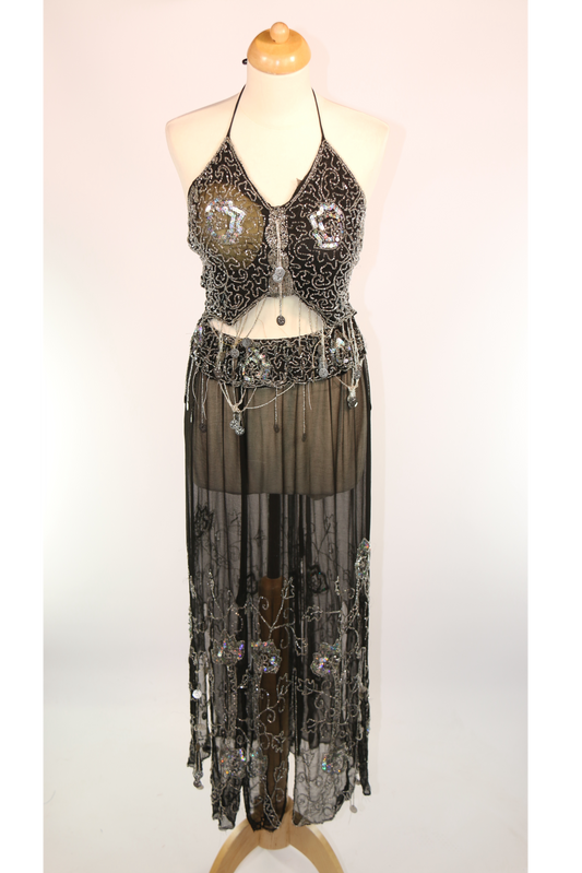 Black Silver Arabian Two Piece