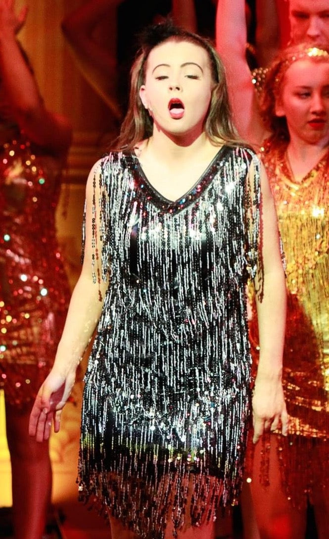 Black Silver Sequin Fringe Dress