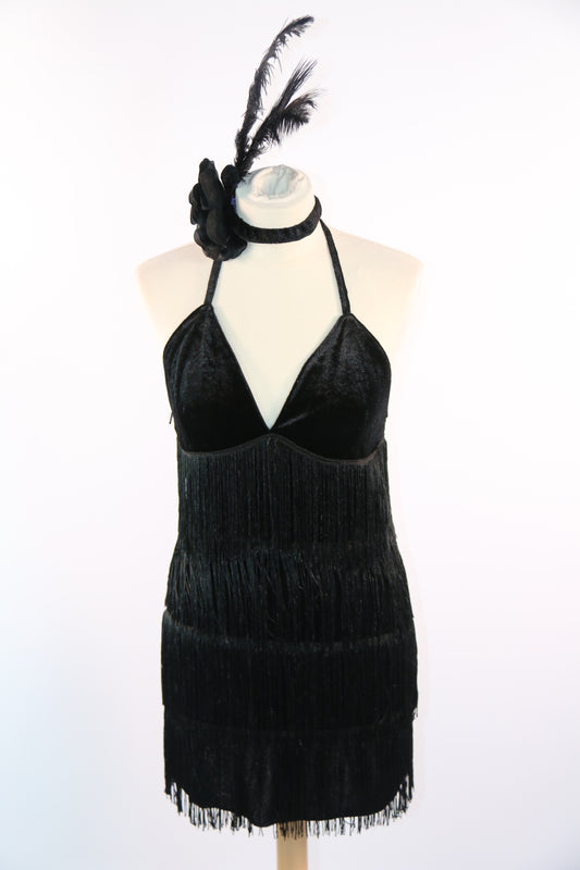 Black Velvet Flapper Dress
