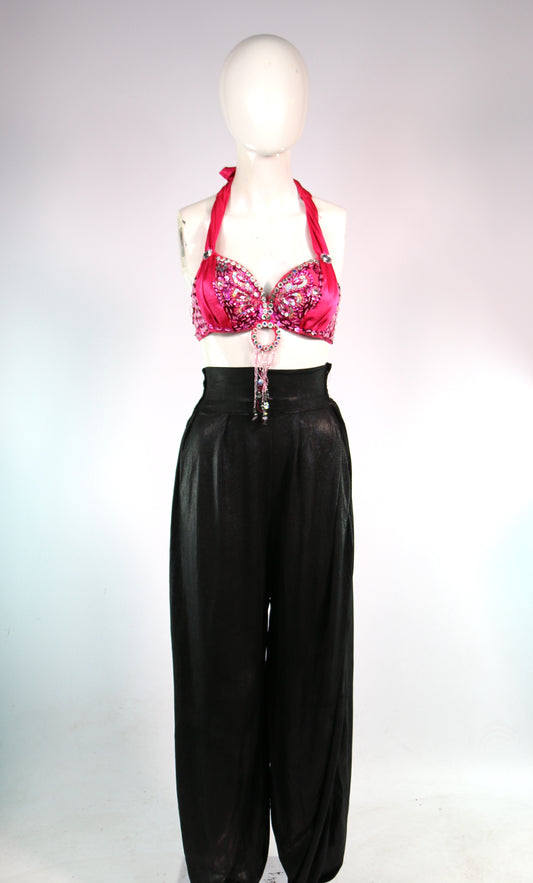 Black Wet Look Hareem Pants