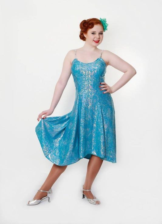 Blue Silver Ice Chip A-Line Swing Dress