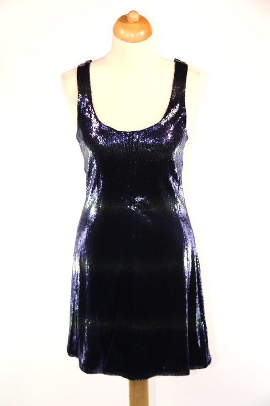 Blue Black Silver Sequin Disco Dress Various
