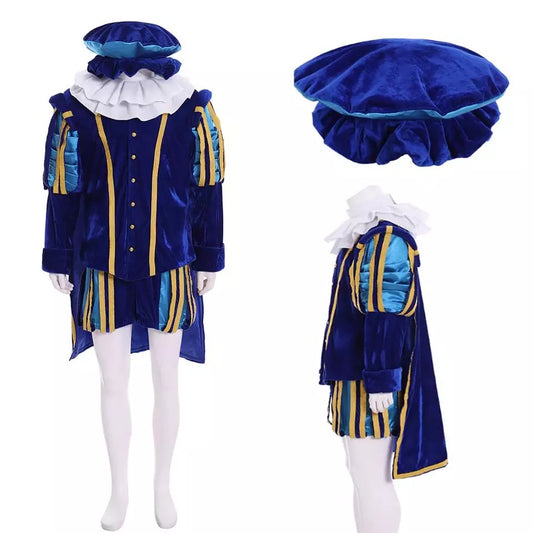 Blue Gold Brocade Tudor Suit